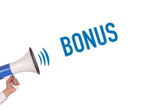 Megafono con scritta bonus