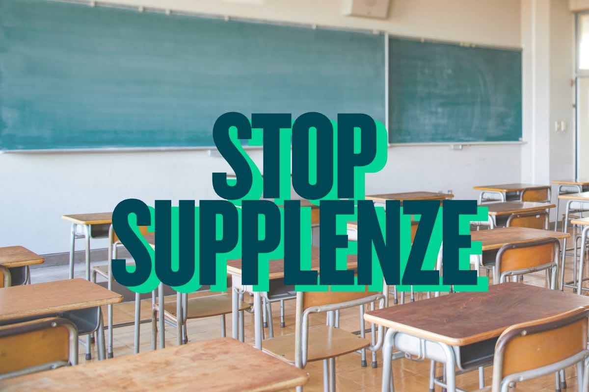 jene-stephaniuk-lkmGeyLItrw-unsplash-ls Classe scuola e scritta "stop supplenze"